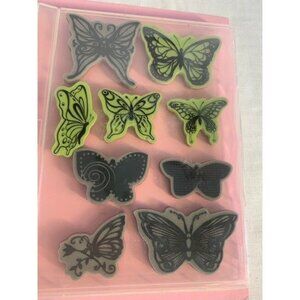 Butterfly Cling Rubber Stamp Set with Plastic Storage Case